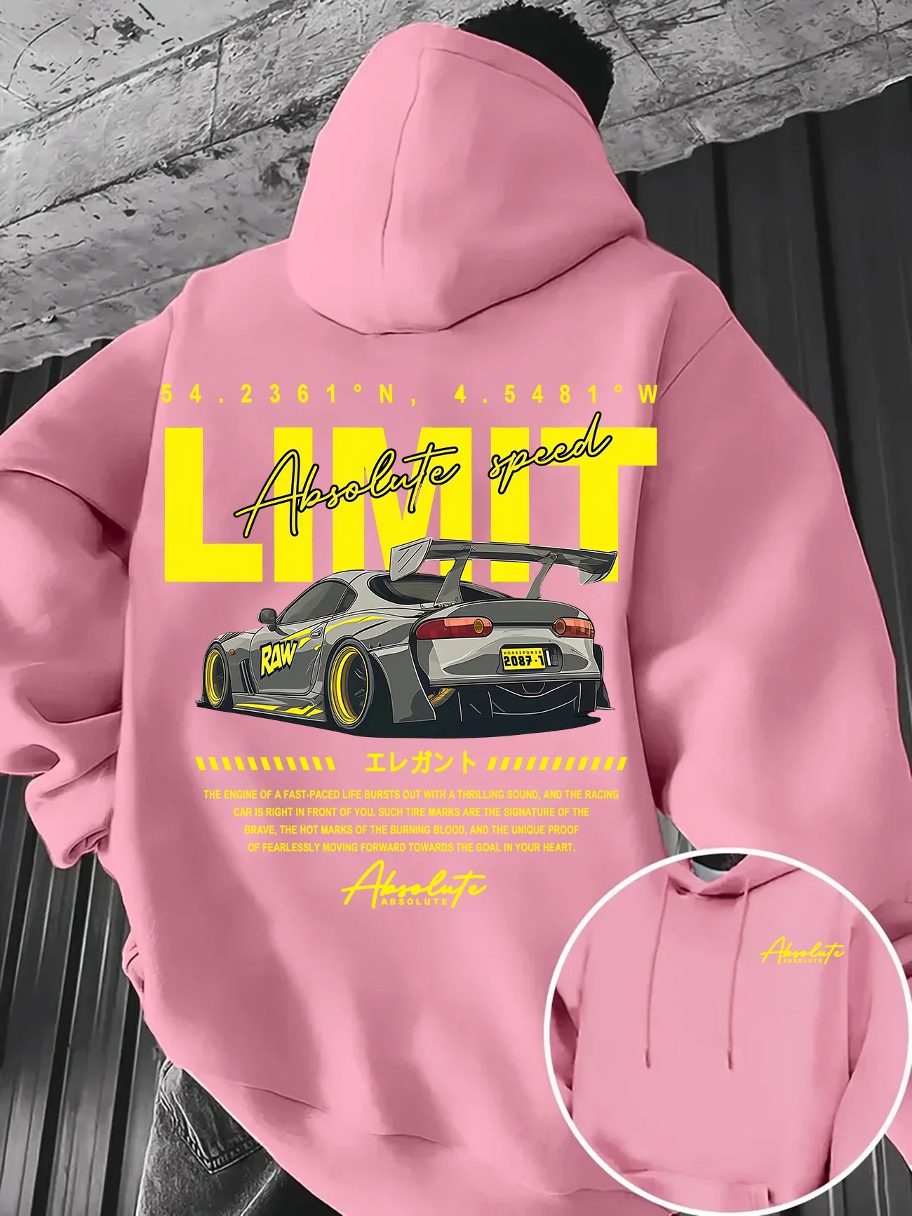 Hoodie Men Modified JDM Race Car Letter Print Fleece Warm Pullover Sweatshirt Street Style Autumn Winter Casual Hooded Sweat Top