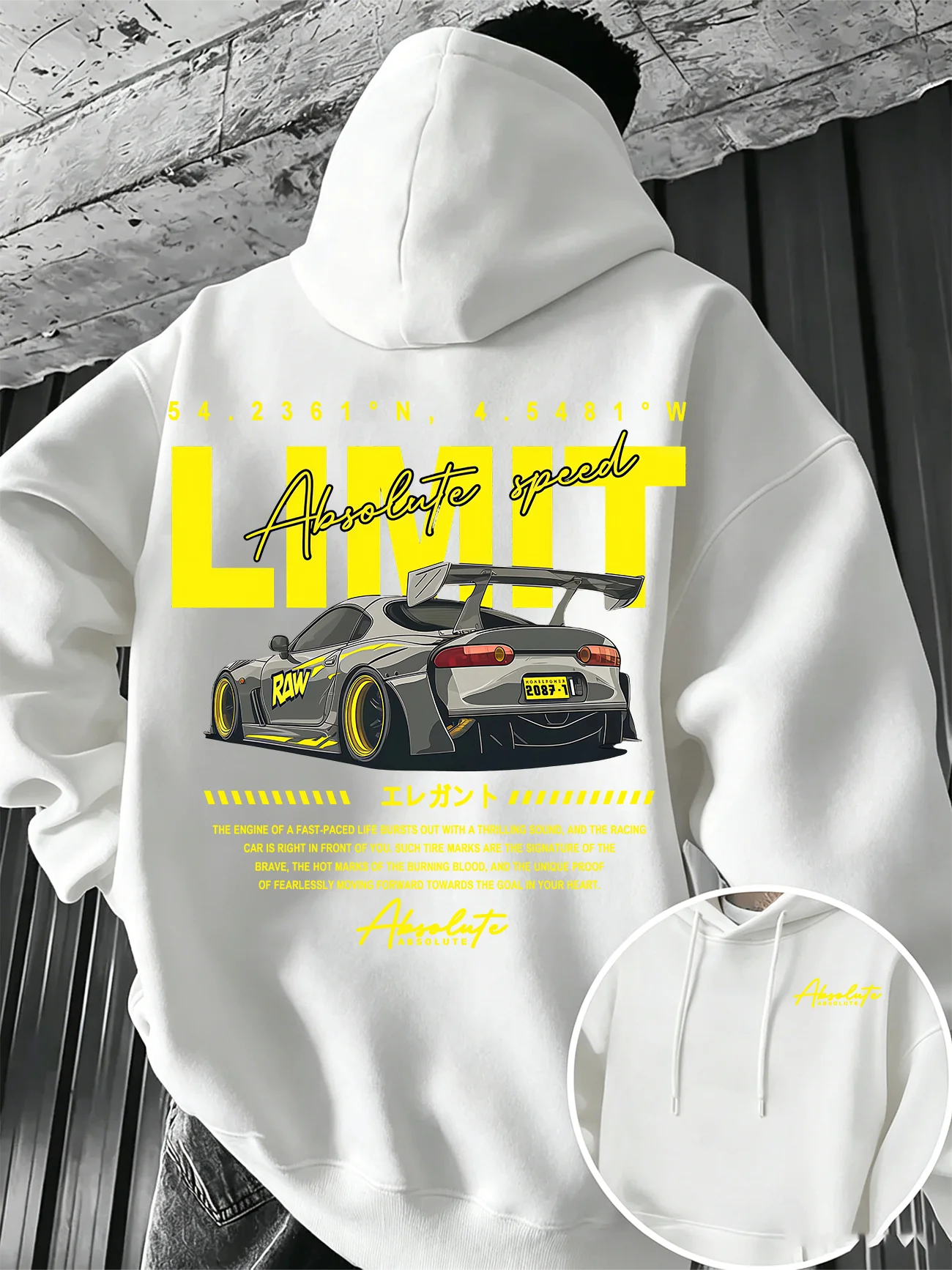 Hoodie Men Modified JDM Race Car Letter Print Fleece Warm Pullover Sweatshirt Street Style Autumn Winter Casual Hooded Sweat Top