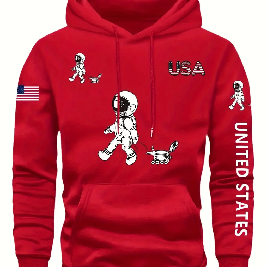 Hooded Sweatshirt with Fleece Men'S Casual Versatile FashionableTrendy Brand Pullover Hoodie