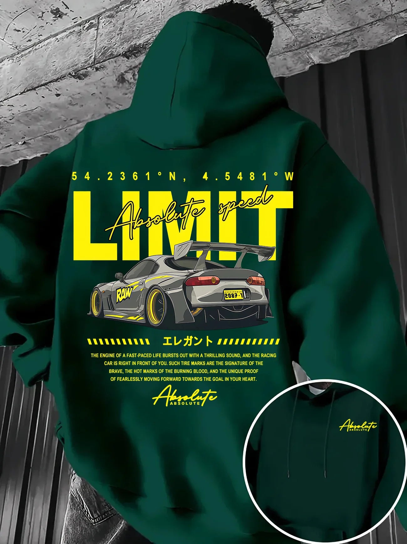 Hoodie Men Modified JDM Race Car Letter Print Fleece Warm Pullover Sweatshirt Street Style Autumn Winter Casual Hooded Sweat Top