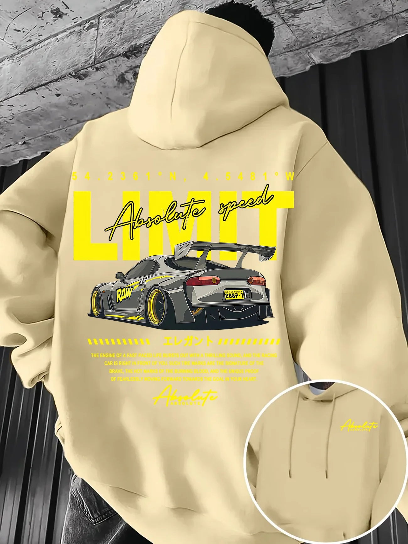 Hoodie Men Modified JDM Race Car Letter Print Fleece Warm Pullover Sweatshirt Street Style Autumn Winter Casual Hooded Sweat Top