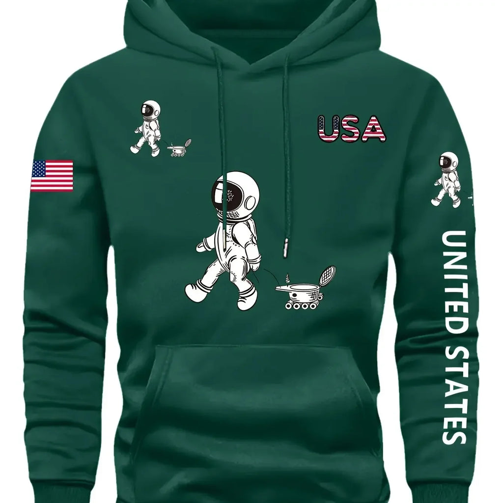 Hooded Sweatshirt with Fleece Men'S Casual Versatile FashionableTrendy Brand Pullover Hoodie