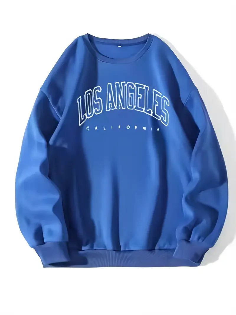 Hoodie Los Angeles Print Sweatshirt Long Sleeve Crew Neck Casual Pullovers Sweatshirt for Winter Fall Women's Clothing