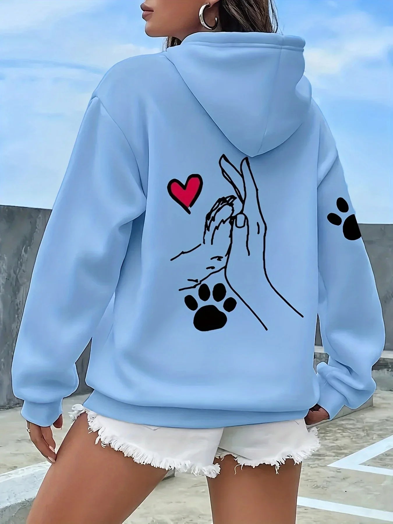 Hoodie new American style fun simple print, perfect choice for autumn and winter seasons, casual wear for men and women