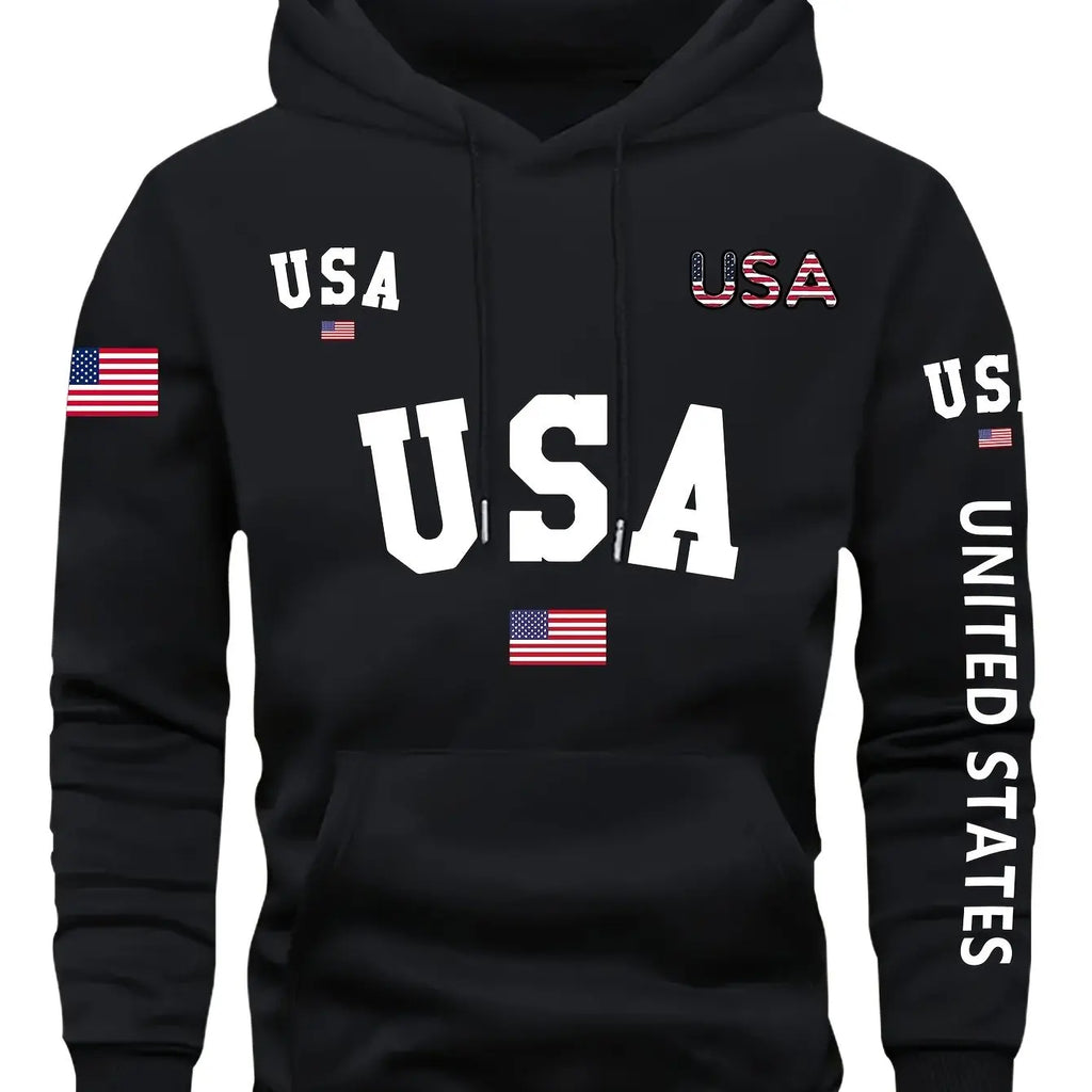 Hooded Sweatshirt with Fleece, Men'S Casual, Versatile, Fashionable, Trendy Brand Pullover Hoodie