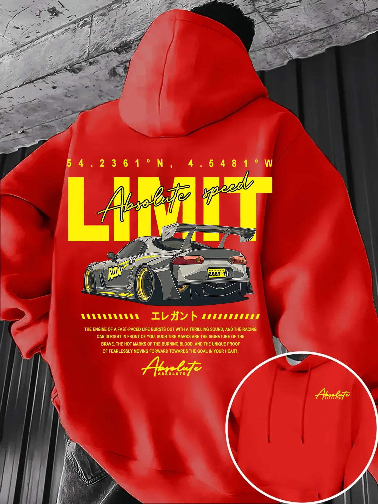 Hoodie Men Modified JDM Race Car Letter Print Fleece Warm Pullover Sweatshirt Street Style Autumn Winter Casual Hooded Sweat Top