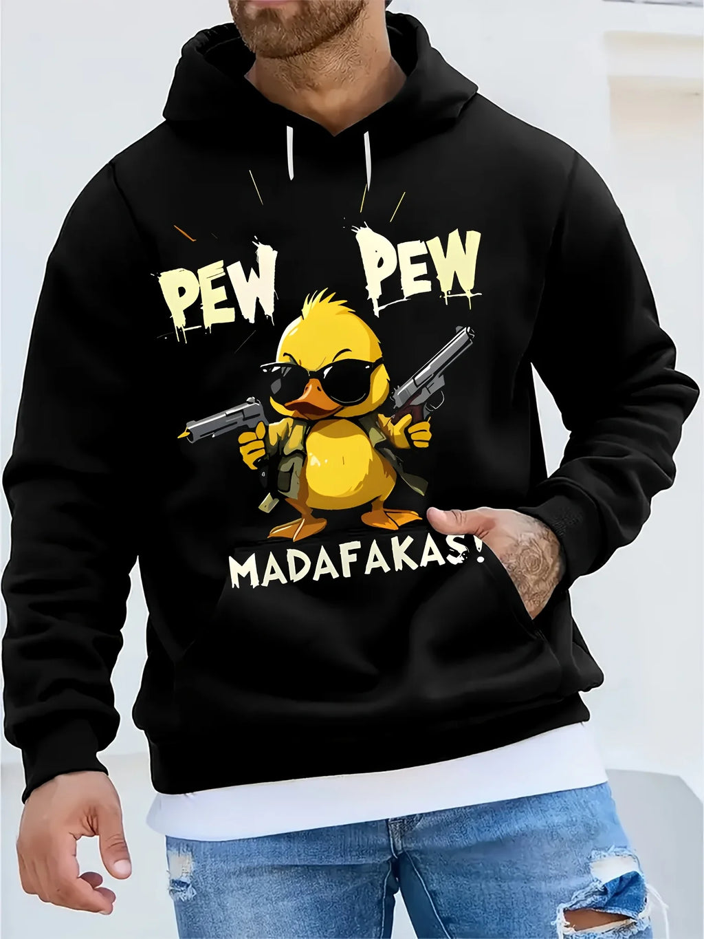 The new men's hoodie for the autumn of 2025 features a street casual and fashionable 3D duck print that is cool and soft