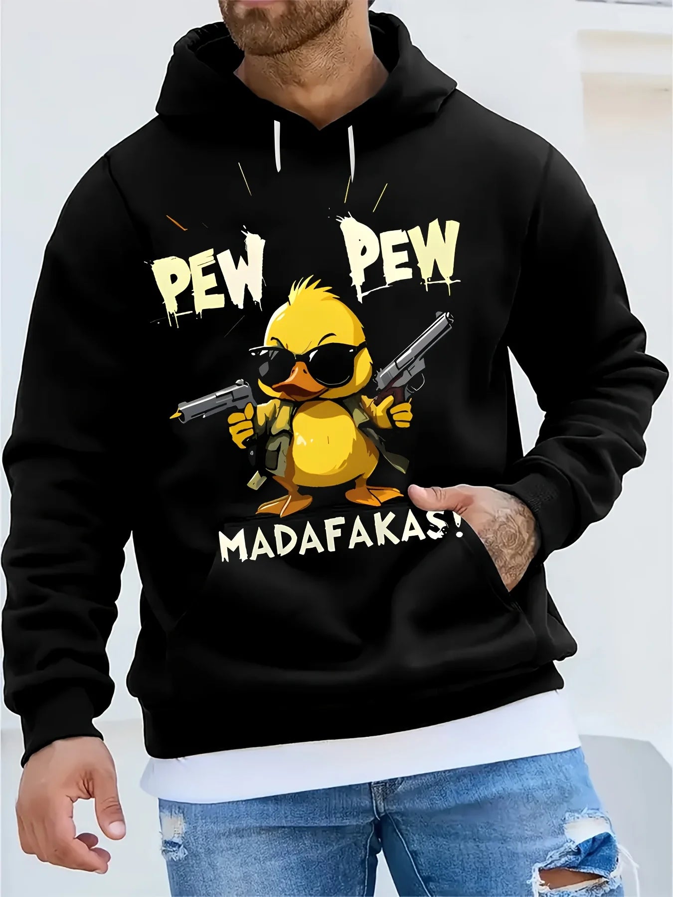 The new men's hoodie for the autumn of 2025 features a street casual and fashionable 3D duck print that is cool and soft