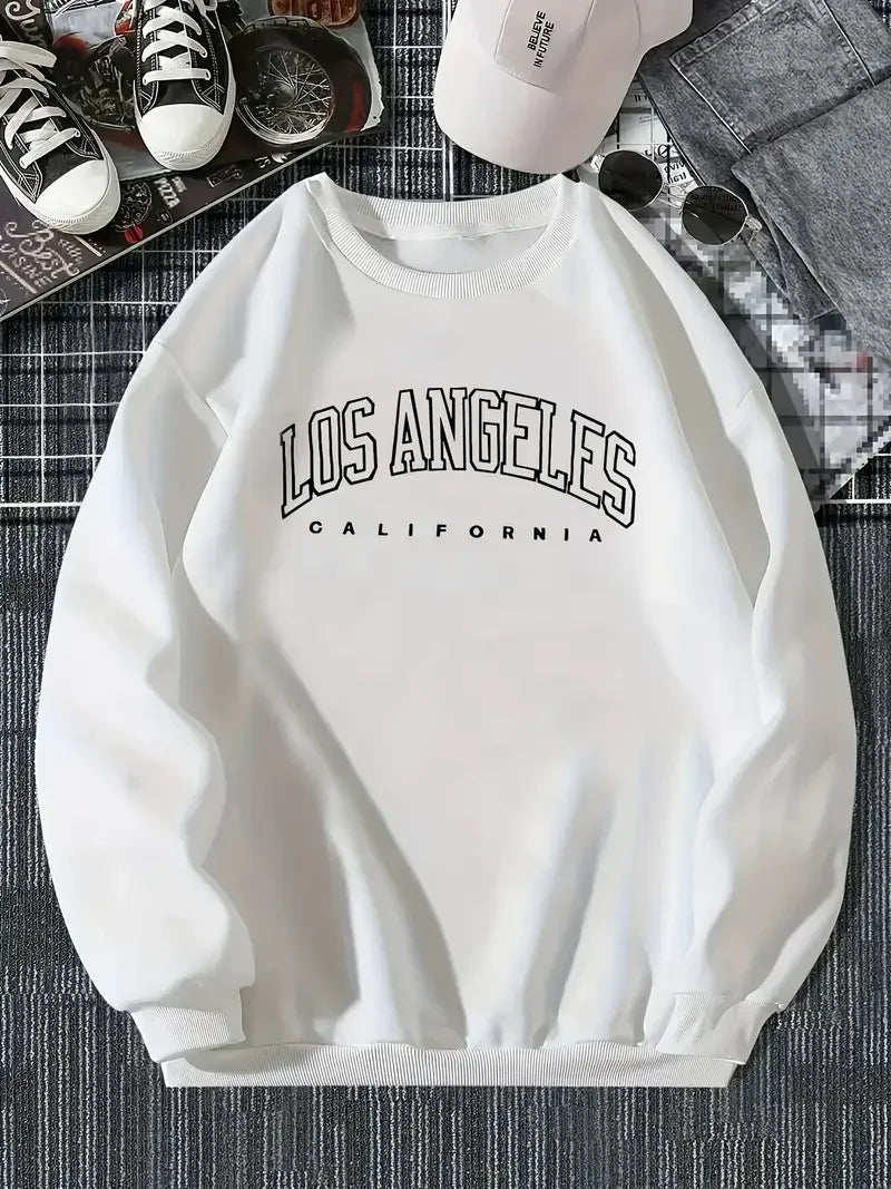 Hoodie Los Angeles Print Sweatshirt Long Sleeve Crew Neck Casual Pullovers Sweatshirt for Winter Fall Women's Clothing