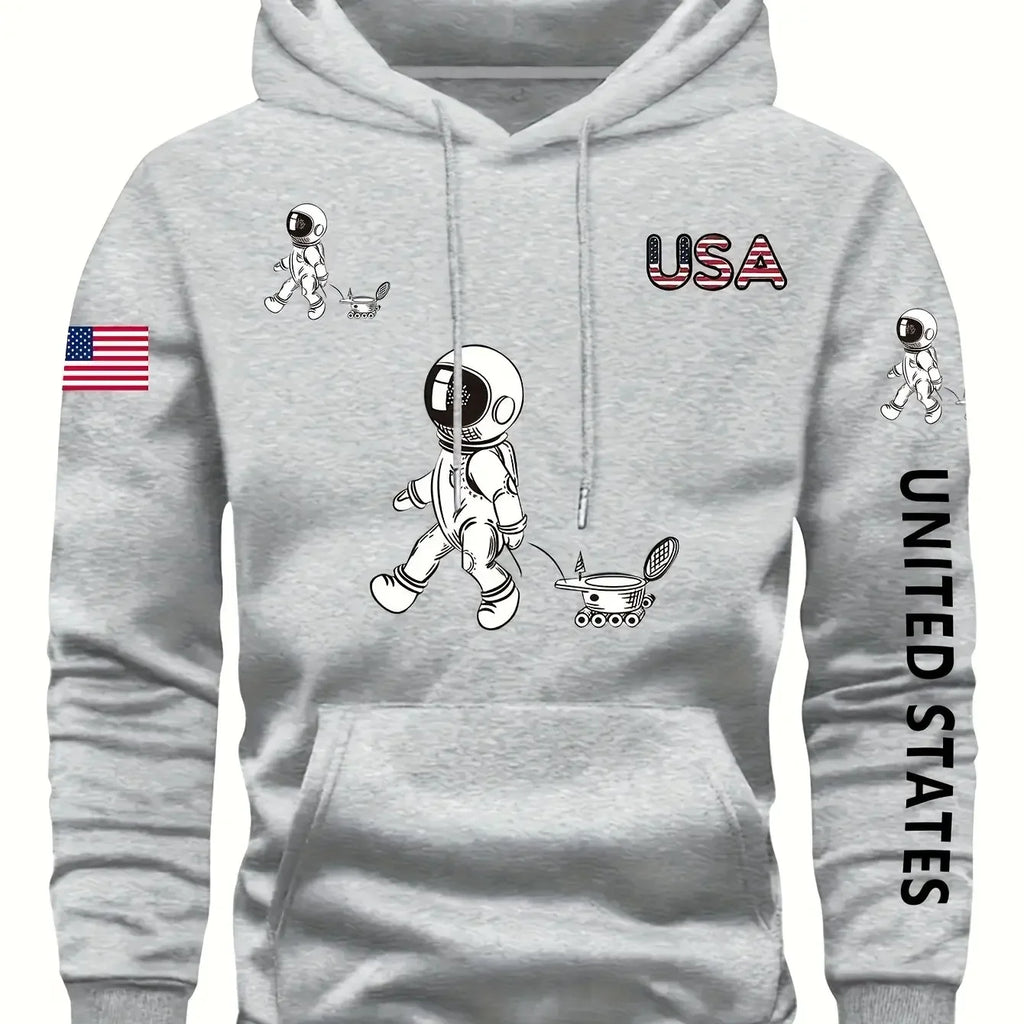 Hooded Sweatshirt with Fleece Men'S Casual Versatile FashionableTrendy Brand Pullover Hoodie