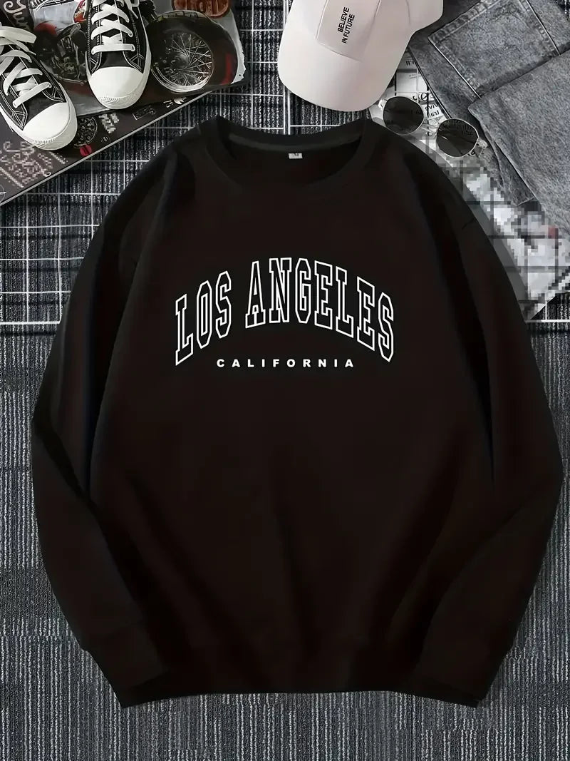 Hoodie Los Angeles Print Sweatshirt Long Sleeve Crew Neck Casual Pullovers Sweatshirt for Winter Fall Women's Clothing